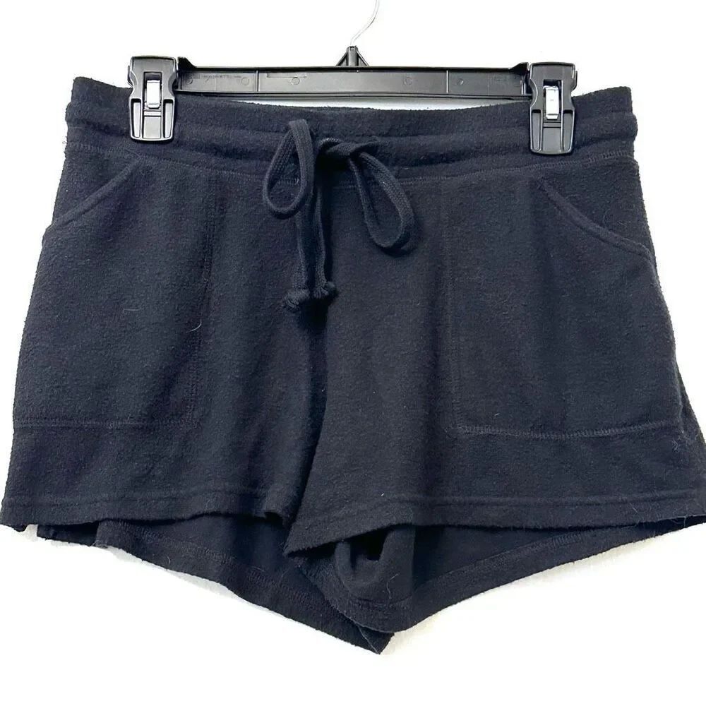 Wildfox Rayon Blend Pull On Drawstring Waist Comfy Black Sweat Shorts Small